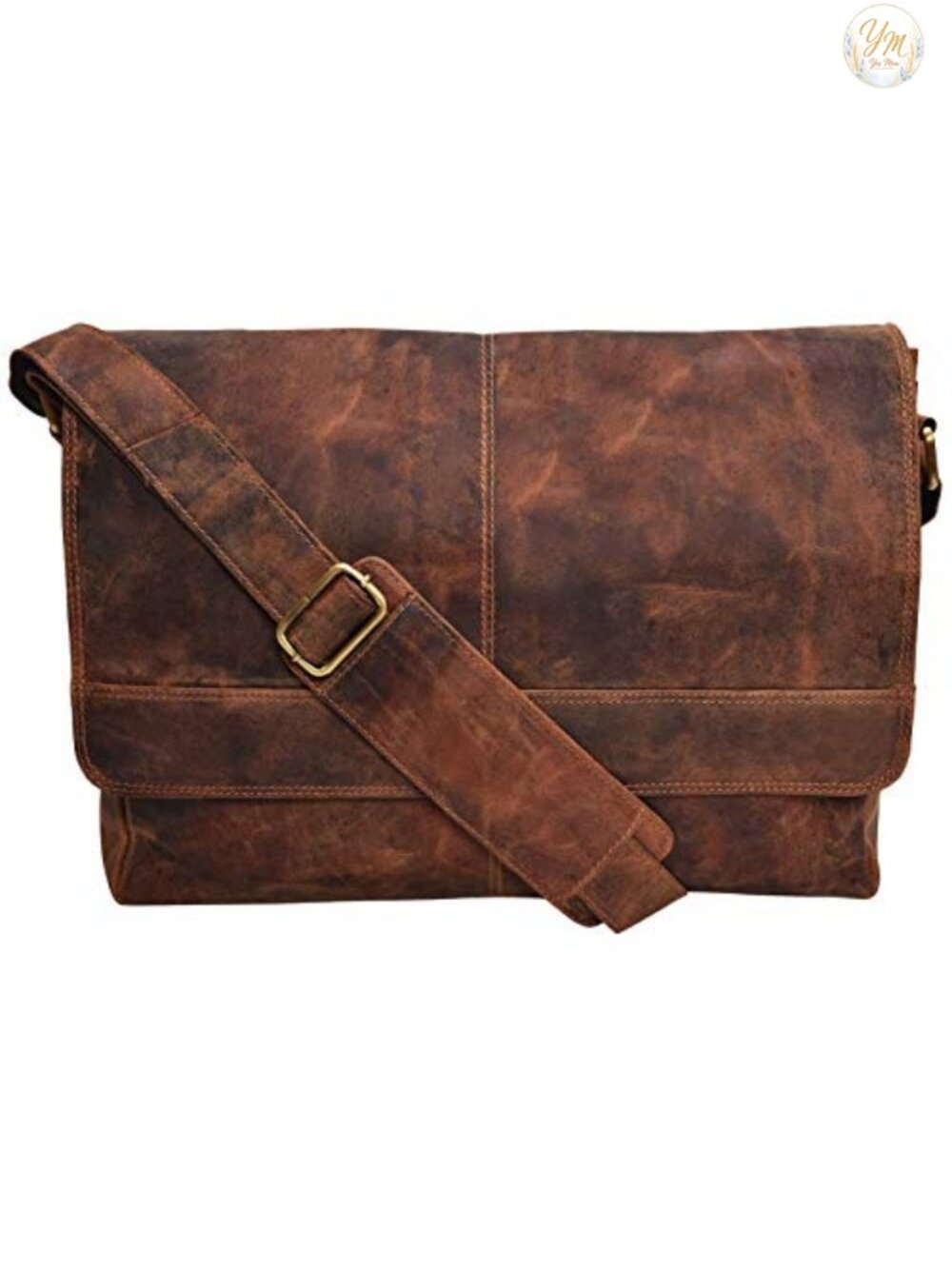 Full-Grain Leather 14 Inch Laptop Messenger Bag Handmade Work Travel